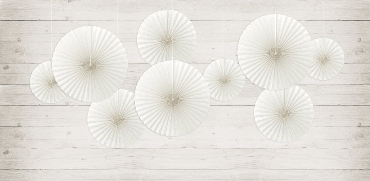 Papieren Waaiers Gebroken Wit Set 23-40cm 3 delig