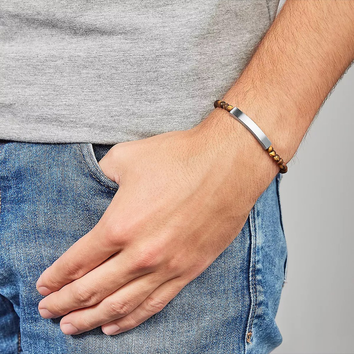 Bracelet Fossil Perles Oeil du tigre