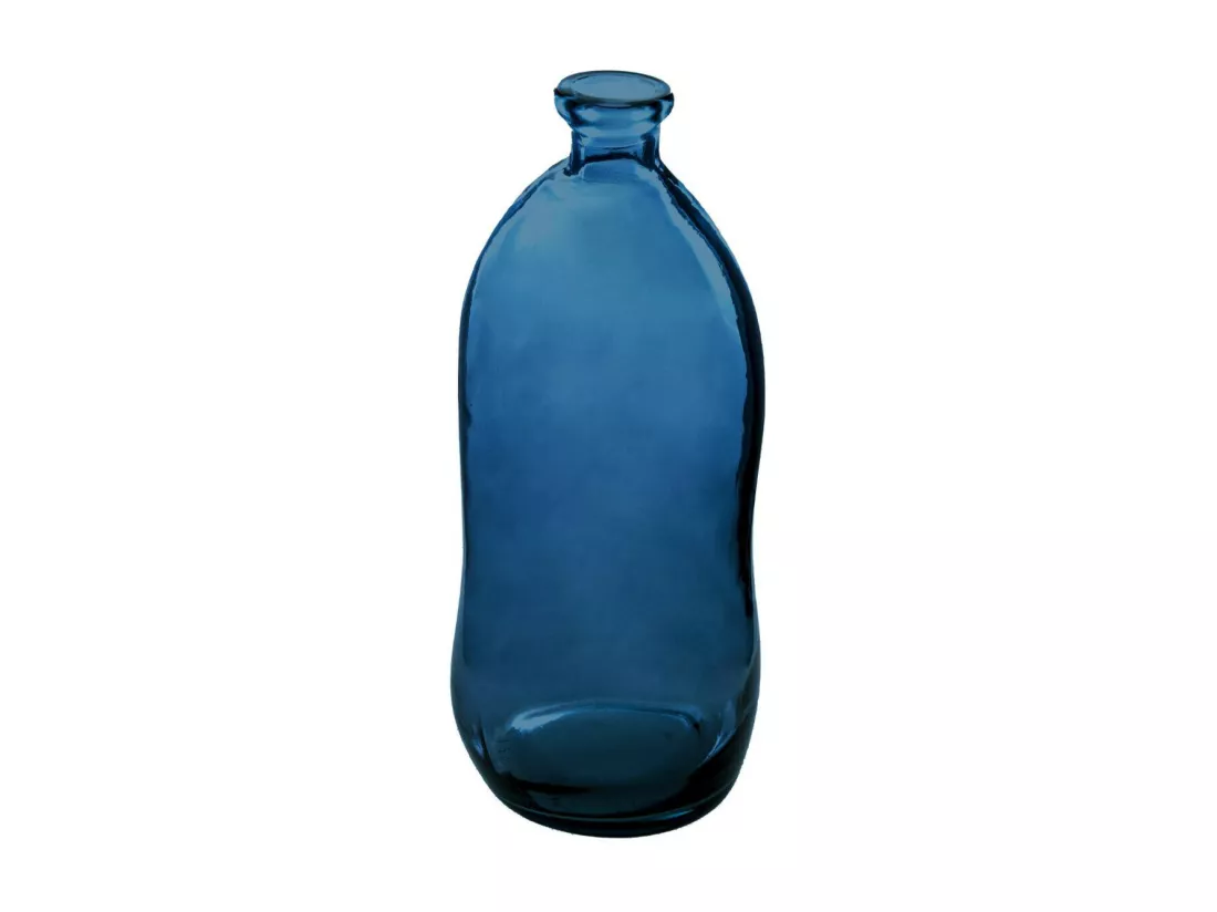 Vase bouteille en Verre recyclé Bleu orage H 73 cm