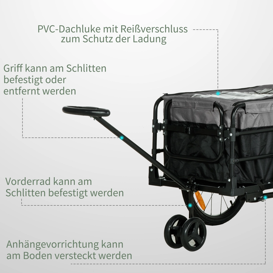 HOMCOM Lastenanhänger mit Stahlrahmen schwarz, grau