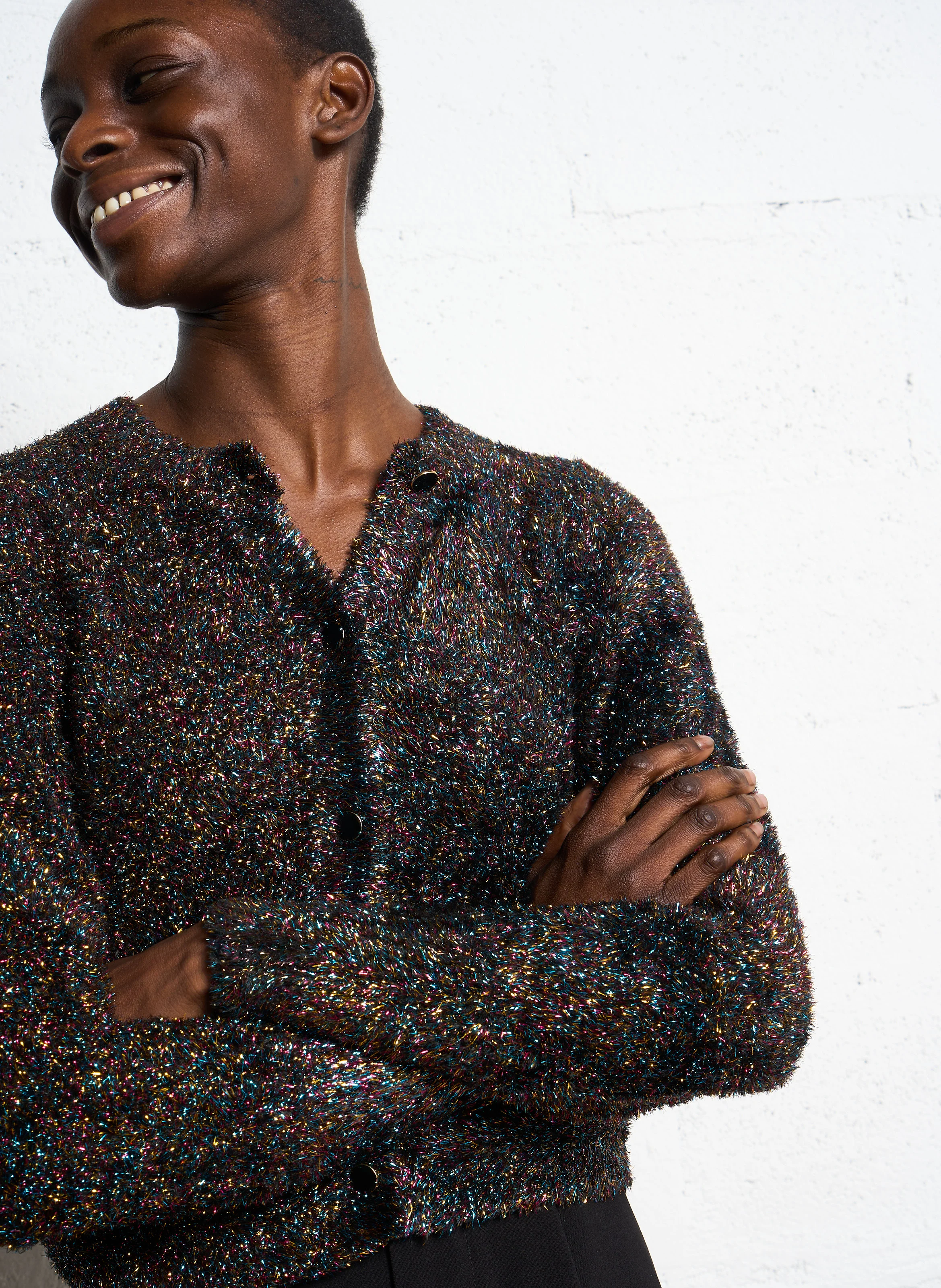 Gilet droit en maille | Noir