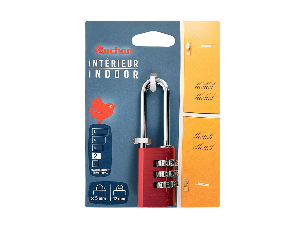 CADEADO DE CÓDIGO AUCHAN 3 DIG VERMELHO 30MM