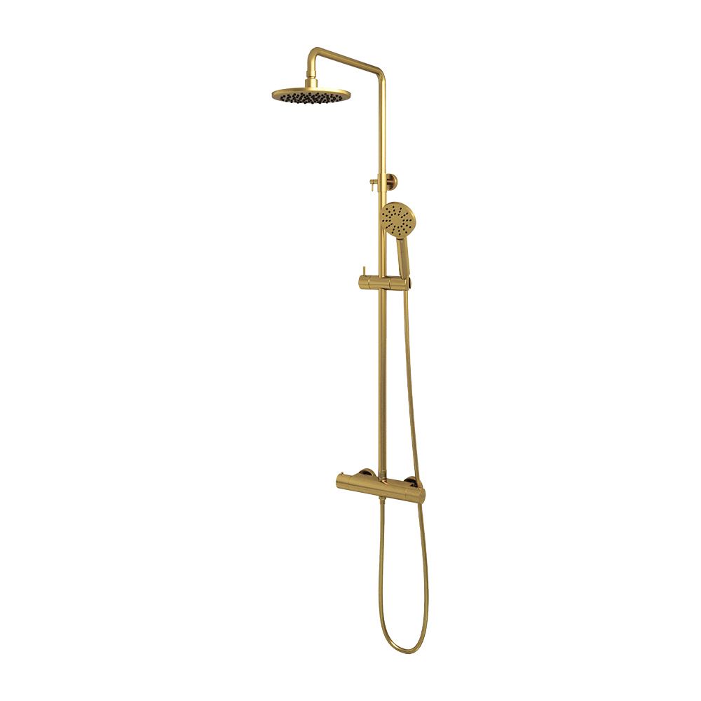 Brauer Gold Edition opbouw regendouche met 3 standen handdouche en hoofddouche 20cm geborsteld messing PVD