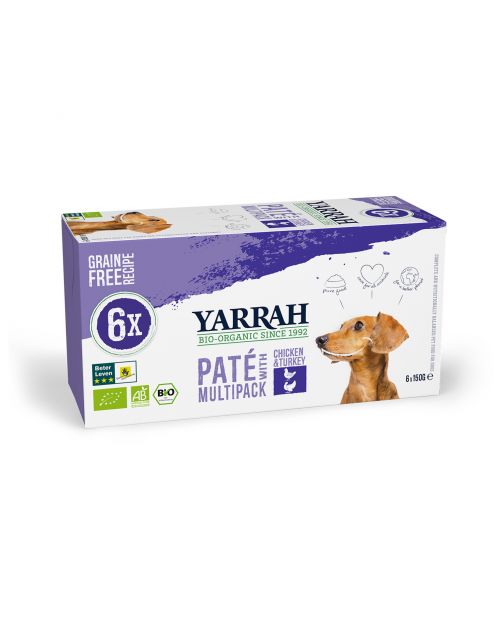 Yarrah Bio Hondenvoer Alu Pate Graanvrij 6x150 g - Hondenvoer
