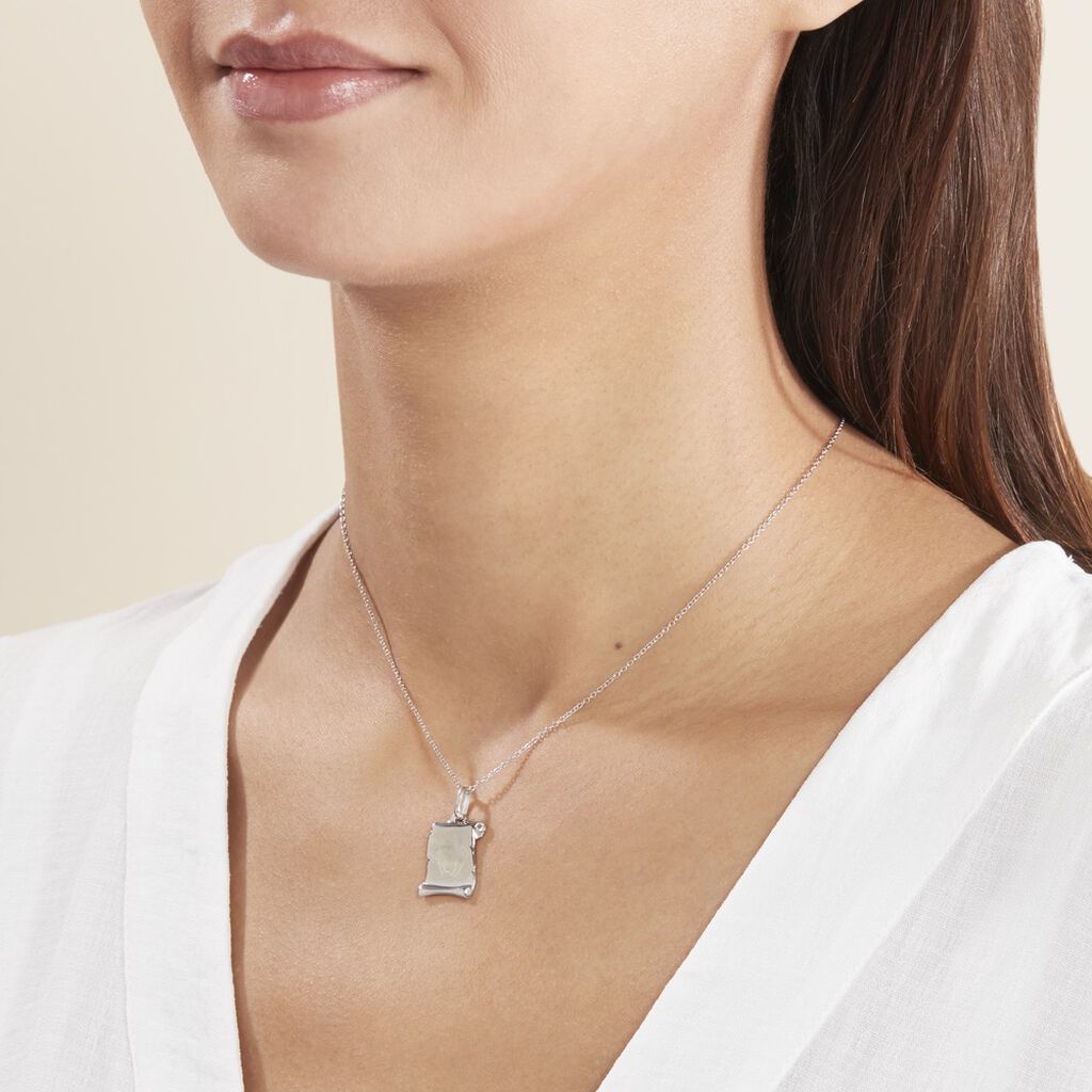 Pendentif Zodiaque Parchemin Argent Blanc