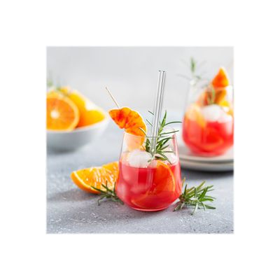 Little Balance - 4 Pailles verre transparent - 26 cm - avec goupillon de nettoyage