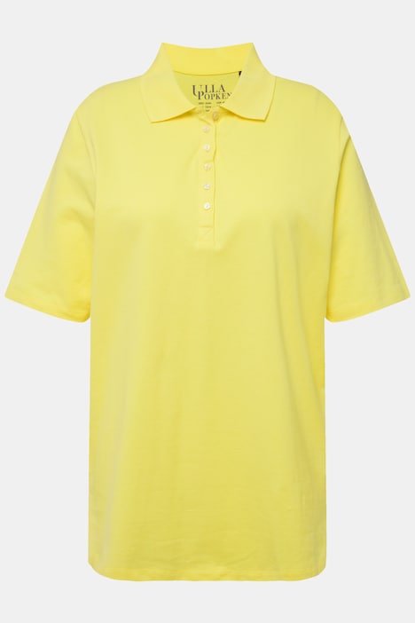 Poloshirt, Piqué, Polokragen, Samt-Knopfleiste, Halbarm