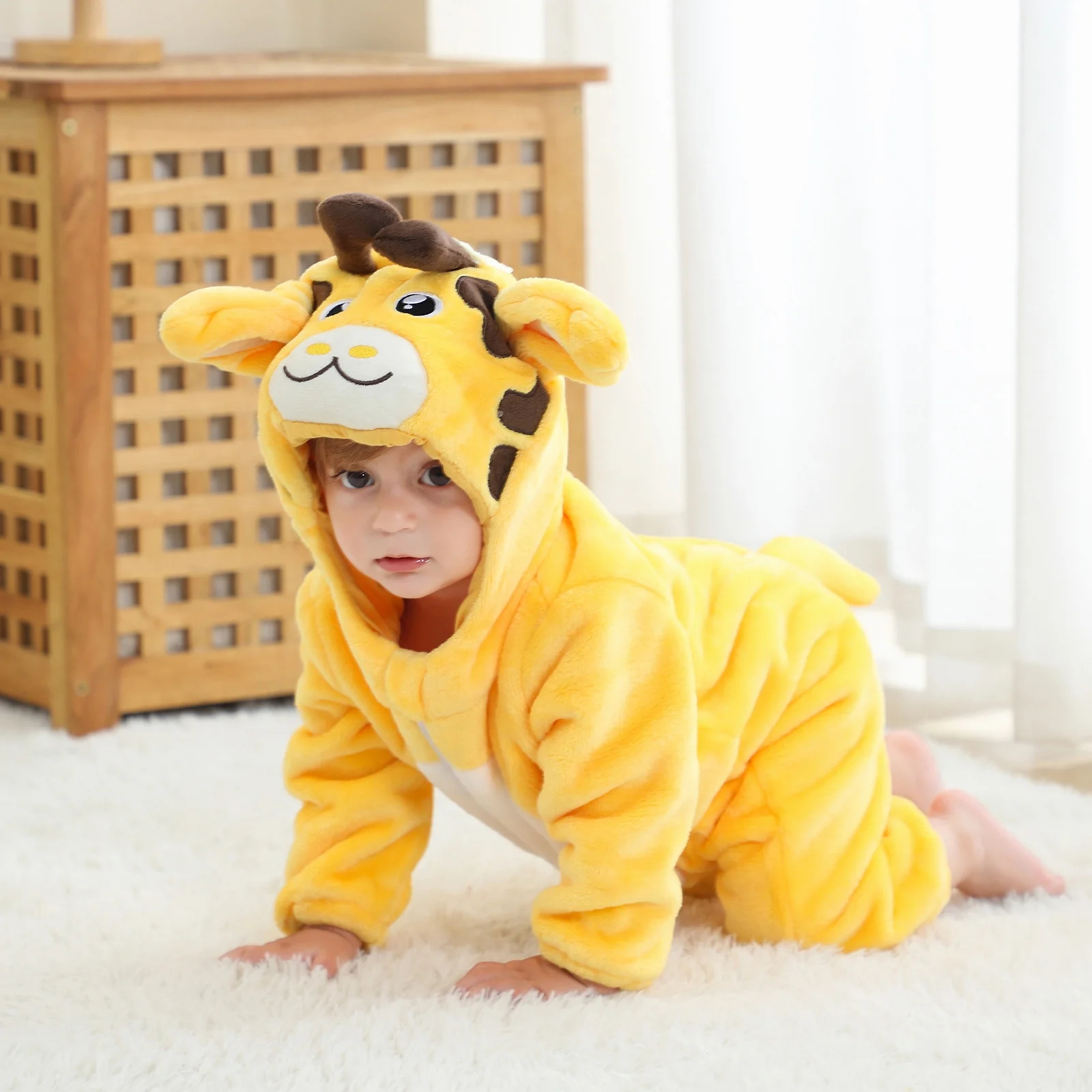 (85-90cm) Fasnachts Kinder Kostüm Giraffen Plüsch Overall Verkleidung für Motto Partys / Halloween - Gelb
