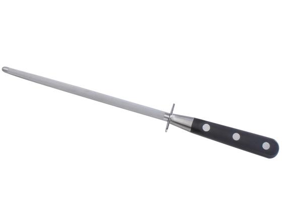 Fusil Rond 20 cm - Embase Forgée - Manche Noir - Rivets Laiton Couteaux de cuisine professionnel