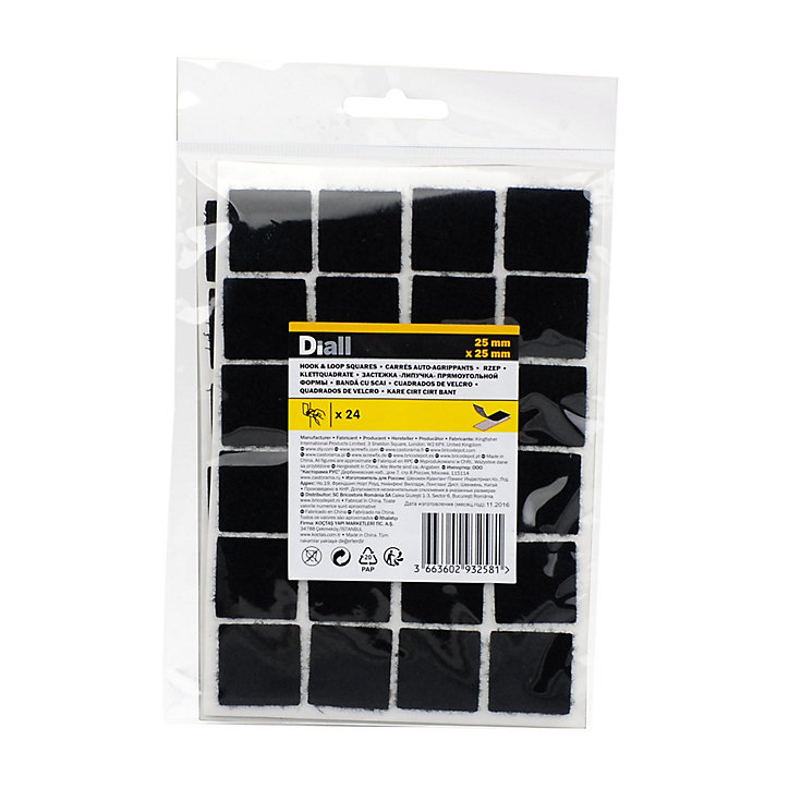 Bande adhésive format carré noir Diall 25 mm - 24 pièces