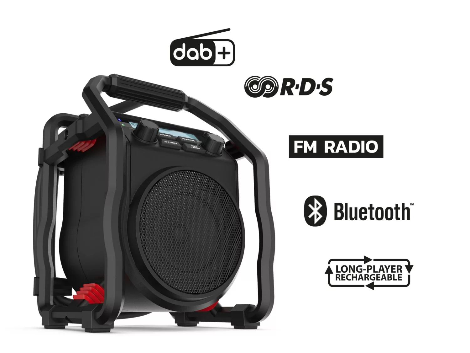 PerfectPro UBOX 400R2 Bouwradio - FM RDS - DAB  - bluetooth - aux-in - werkt op netstroom & batterij