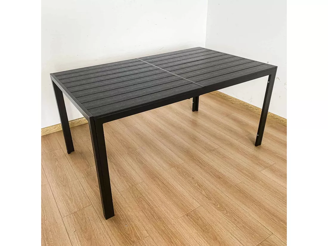 Giano - Table de jardin avec structure en aluminium et plan à effets à lattes horizontales 150x90cm
