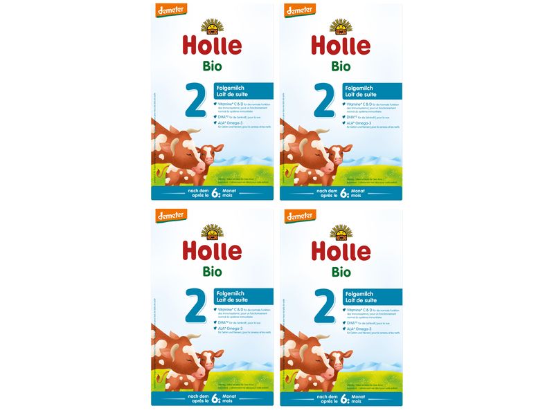 HOLLE Folgemilch Bio 2, 4x 600 g Folgemilch für Babys