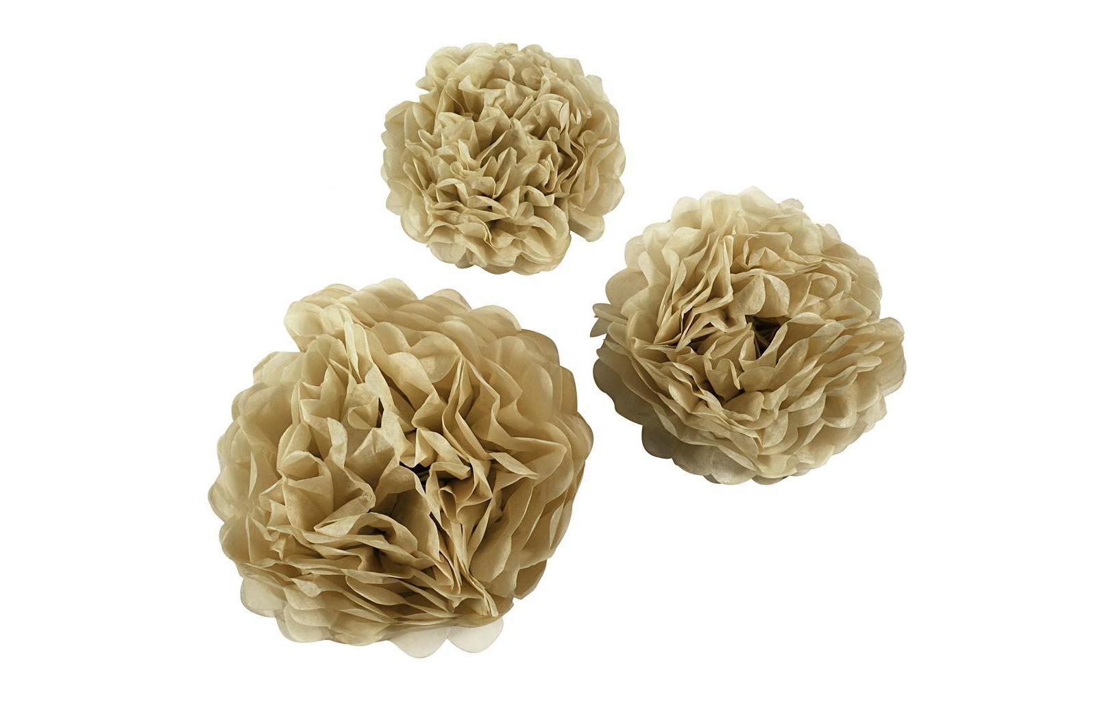 Pompons 20 + 24 + 30 cm 3 StückPartydekoration Tischdekoration