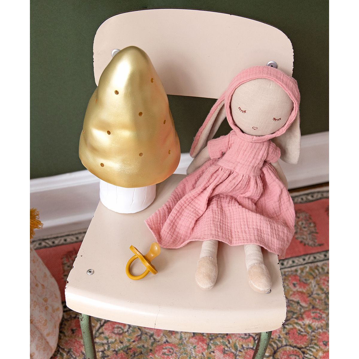 Poupée lapinette gaze de coton rose pâle Frisette
