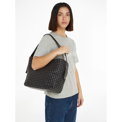 Calvin Klein Braided Medium Shopper, Black