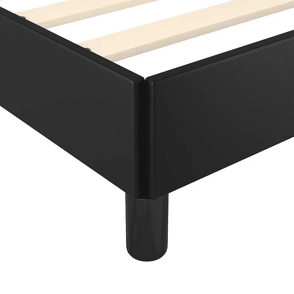 vidaXL - Bed frame met hoofdeinde zonder matras - zwart - Kunstleer - 90x200 cm