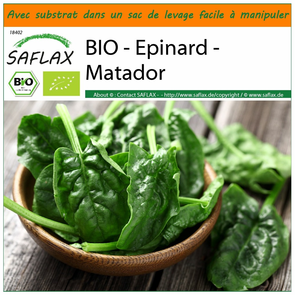 Jardin dans le sac - bio - epinard - matador - 300 graines - spinacia oleracea