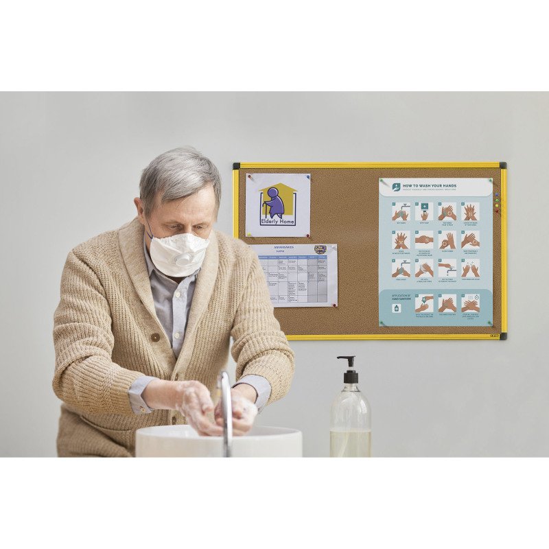 Tableau liege Ultrabrite industriel cadre jaune 180 x 90 cm Bi-Office