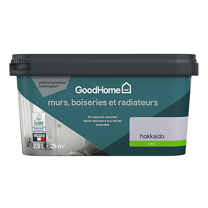 Peinture intérieure couleur murs, boiseries et radiateurs GoodHome Hokkaido satin Violet 2,5L