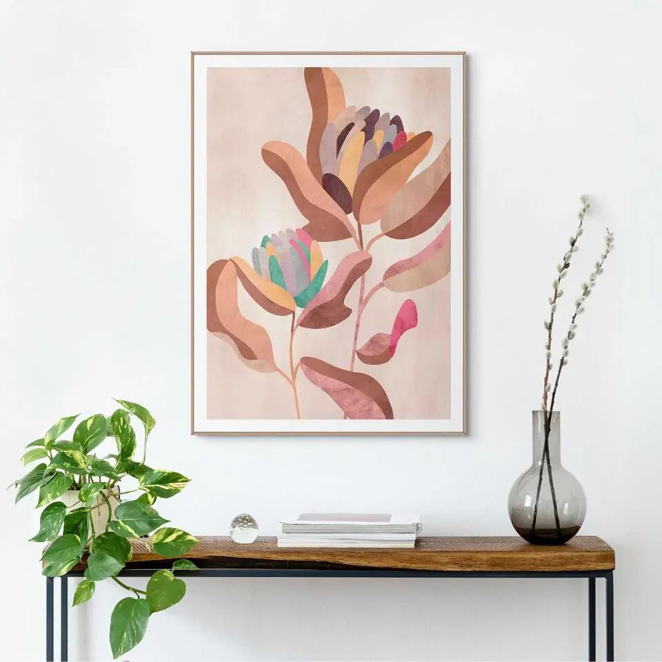 Schilderij Earth Flowers - 70x50cm - Bruin