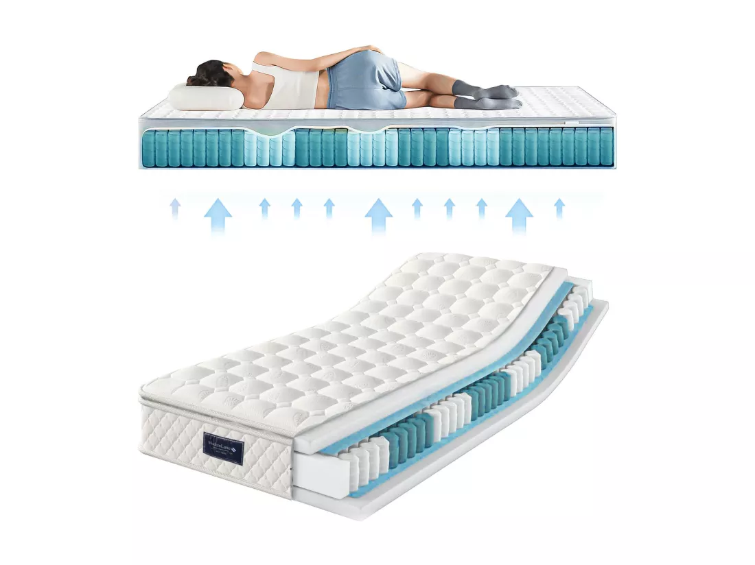 Matelas à ressorts 90x200 cm mousse ép.25 cm - dureté H3 - housse matelassée en microfibre - Blanc