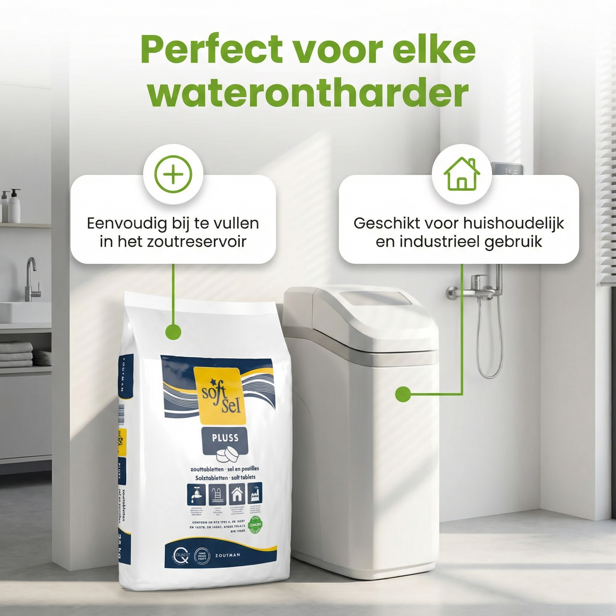 Soft-sel zwembadzouttabletten - 25 kg