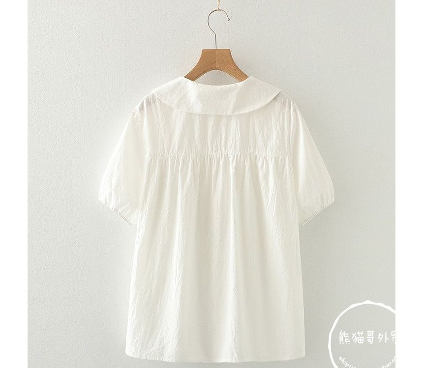 PANDAGO - Babydoll-blouse met korte mouwen en effen kleur