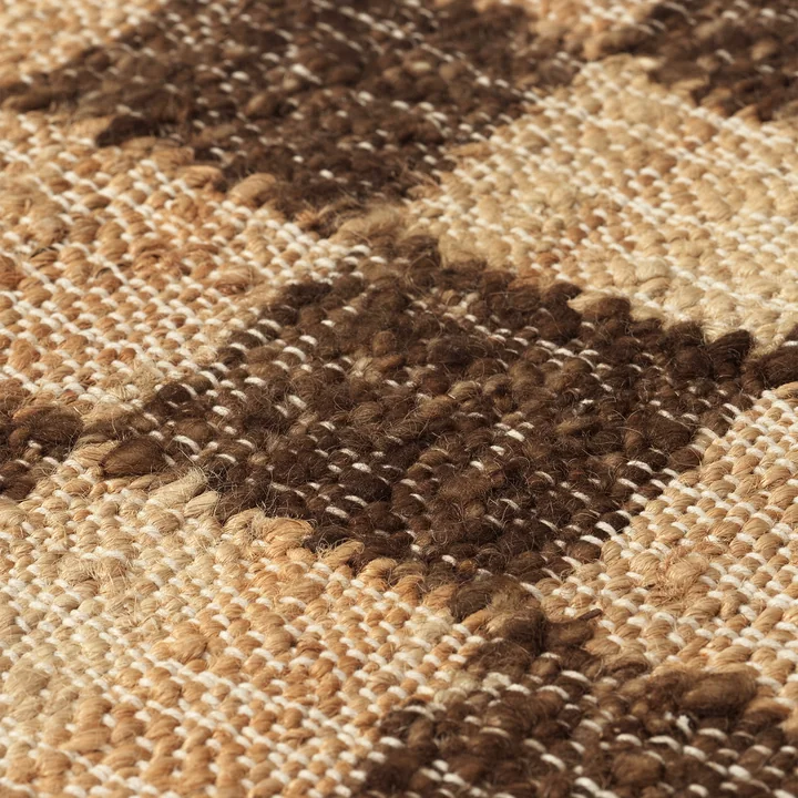 Ferm Living - Check Woll-Jute Teppich, 140 x 200 cm, coffee / natural