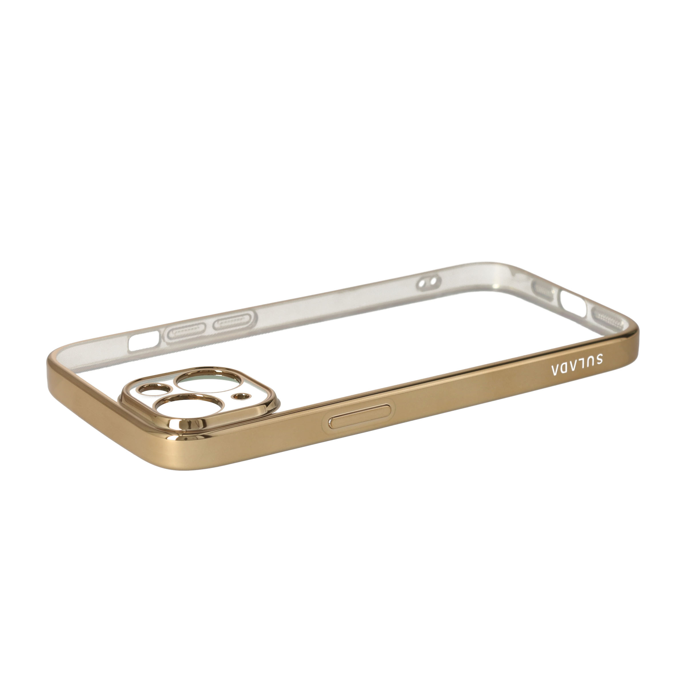 iPhone 13 Gummi Case Hülle Galvanisierter Rahmen   Kameraschutz - Gold