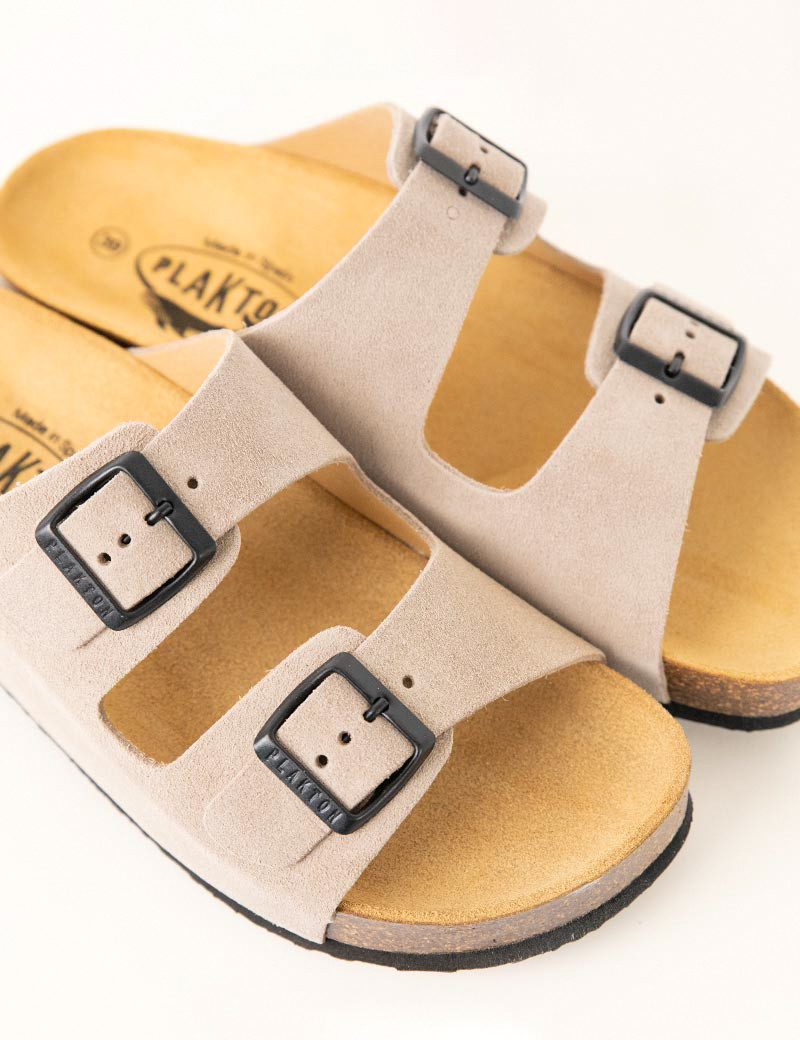 PLAKTON MULES FEMME DOUBLE BRIDE TAUPE