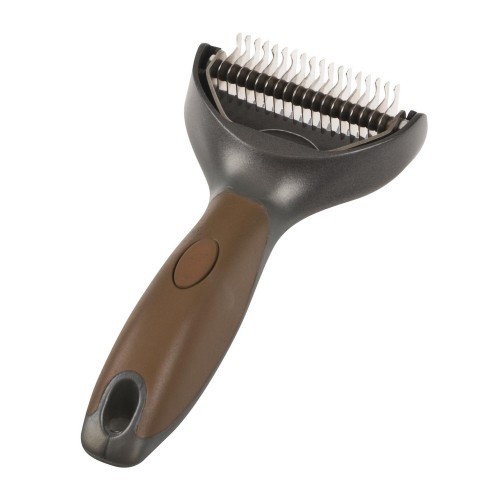 Pente Oster Premium para remoção de pelos de cães, marrom/prateado
