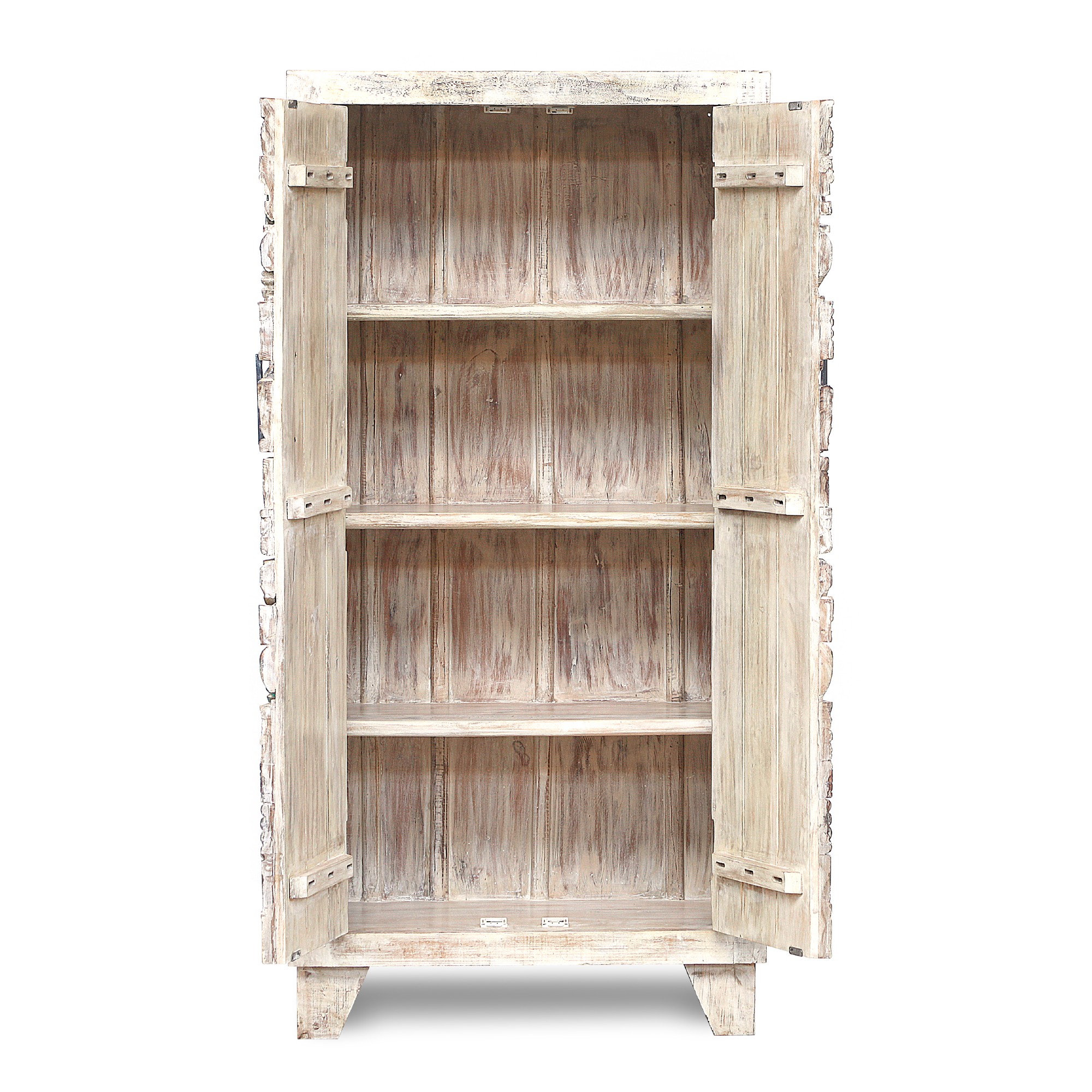 Schrank 'Shaja', 2türig, weiß gekälkt, multicolor, H 180 cm, B 90 cm, L 40 cm von fischer's lagerhaus