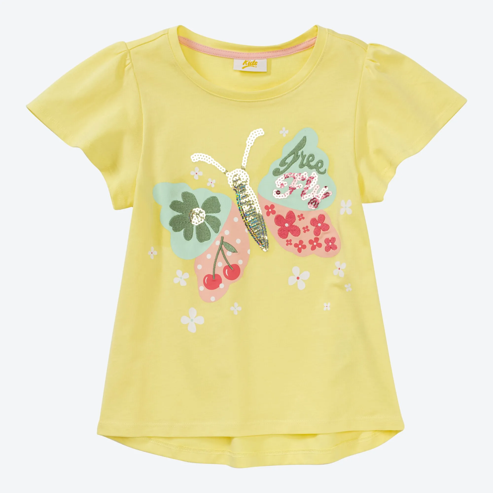 Mädchen-T-Shirt mit Schmetterlings-Stickerei