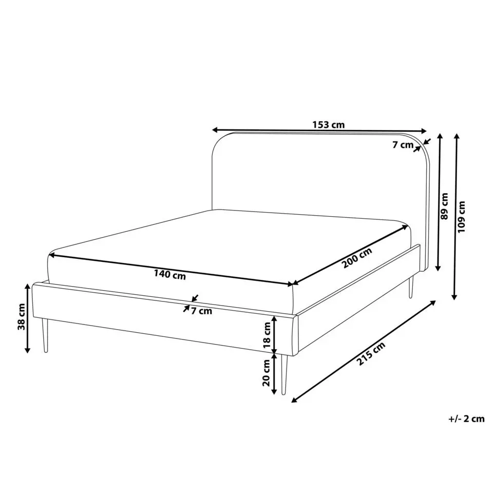 FLAYAT - Tweepersoonsbed - Beige - 140 x 200 cm - Fluweel