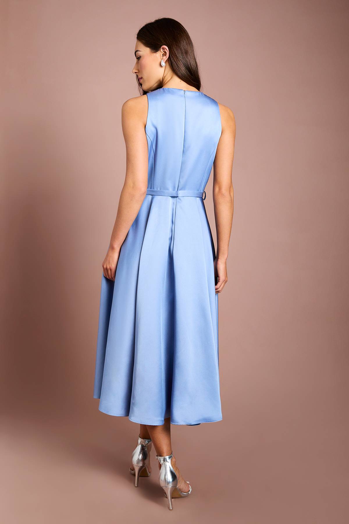 Coast Robe Midi À Col En V Avec Nœud Et Jupe Volumineuse