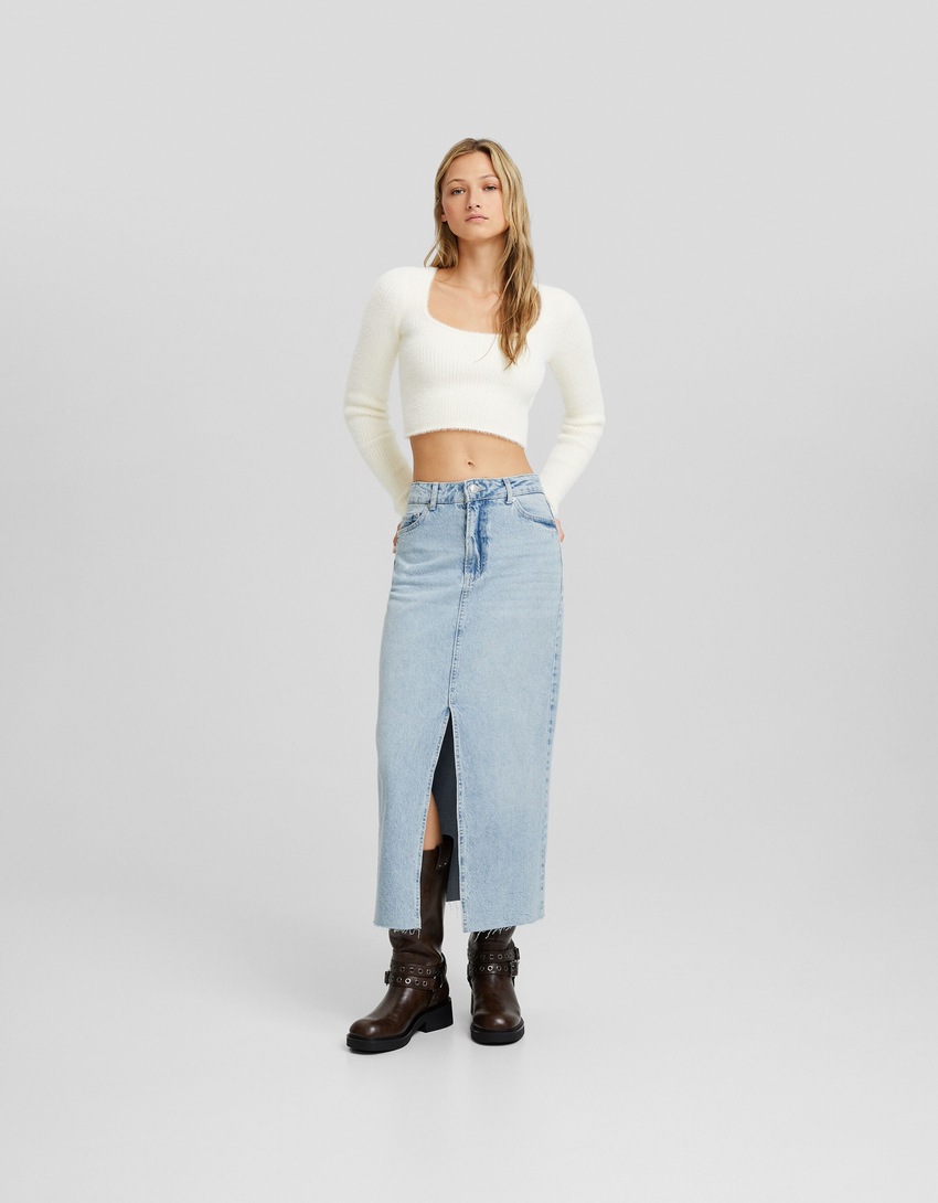 Saia longa de jeans