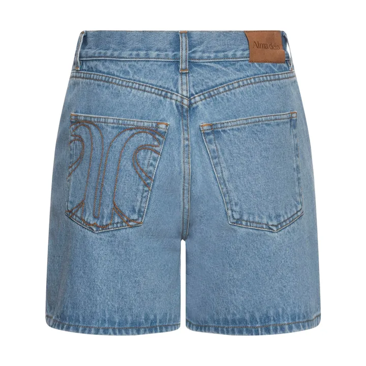 Alma Deia Short Taille Haute en Coton Bio | Denim bleached