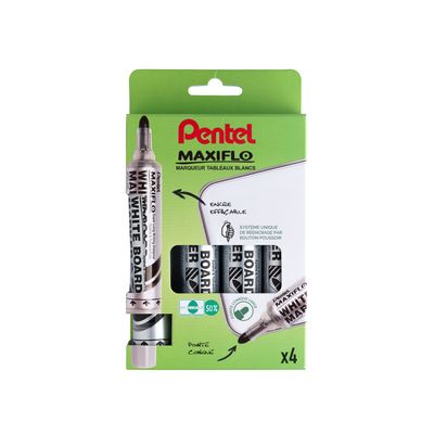 Pentel Maxiflo - Pack de 4 marqueurs effaçables - couleurs assorties