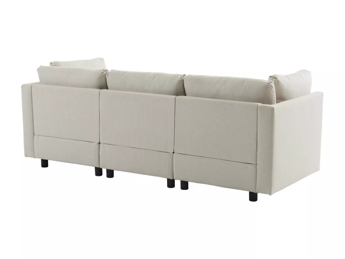 Canapé d'angle 3-4 places, meubles rembourrés en forme de L, tissu en lin, 220x83x81cm, beige