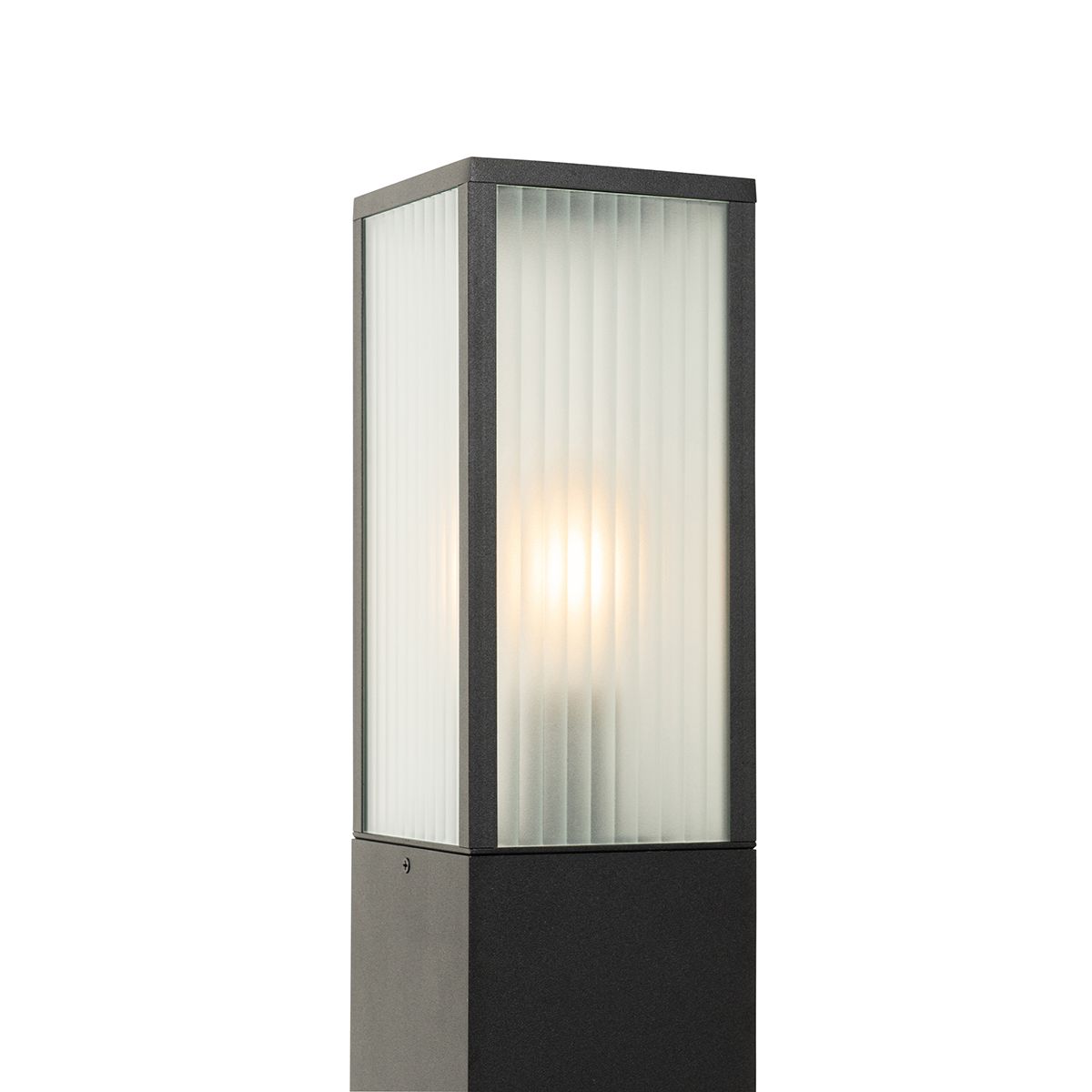 Smart staande buitenlamp zwart met ribbel glas 80 cm incl. Wifi A60 - Charlois