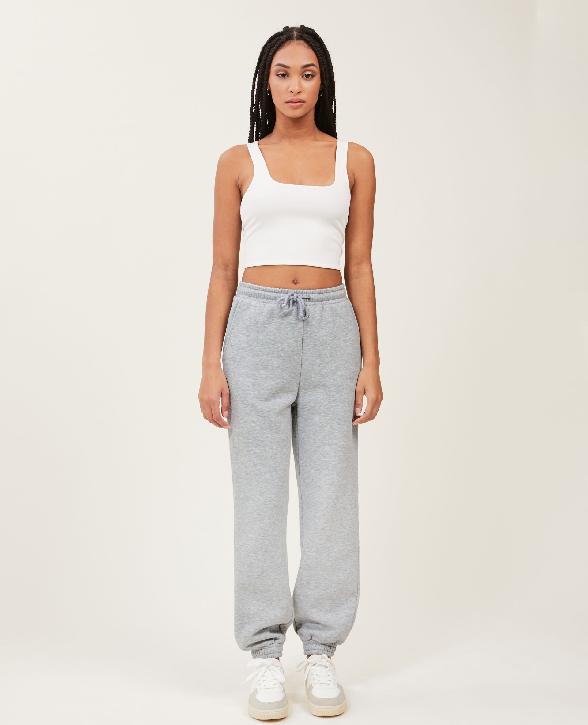 Pantalon de jogging en molleton - Gris chiné