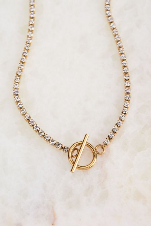Ketting met strass stenen & slotje