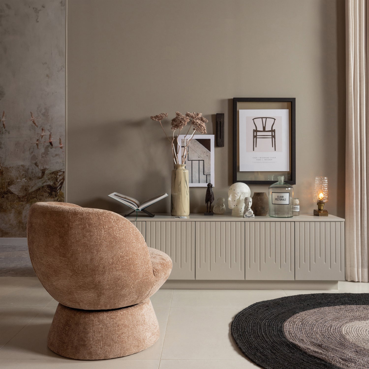 WOOOD Shuffle Draaifauteuil - Polyester - Naturel - 72x73x71