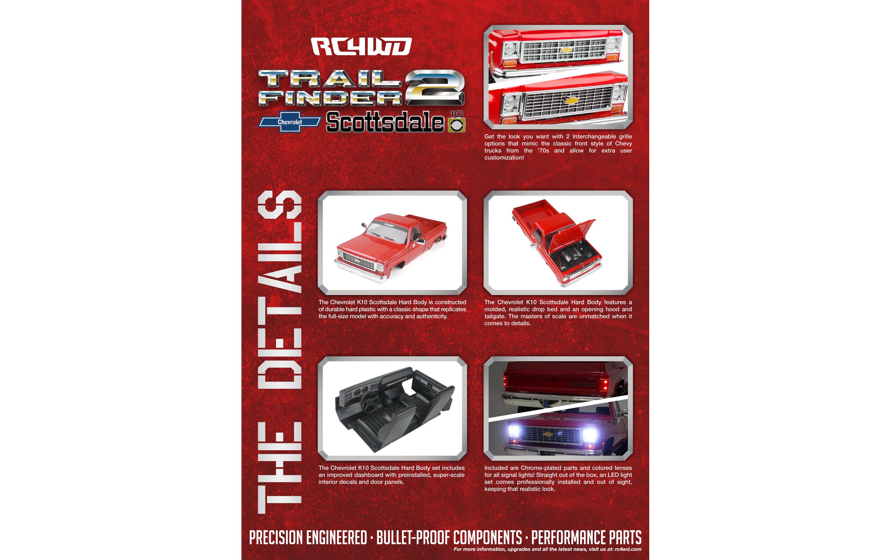 Scale Crawler Trail Finder 2 LWB Chevy K10 Rot, RTR, 1:10<br>Scale Chevrolet K10 Scottsdale Pick-up Off-Road Modell