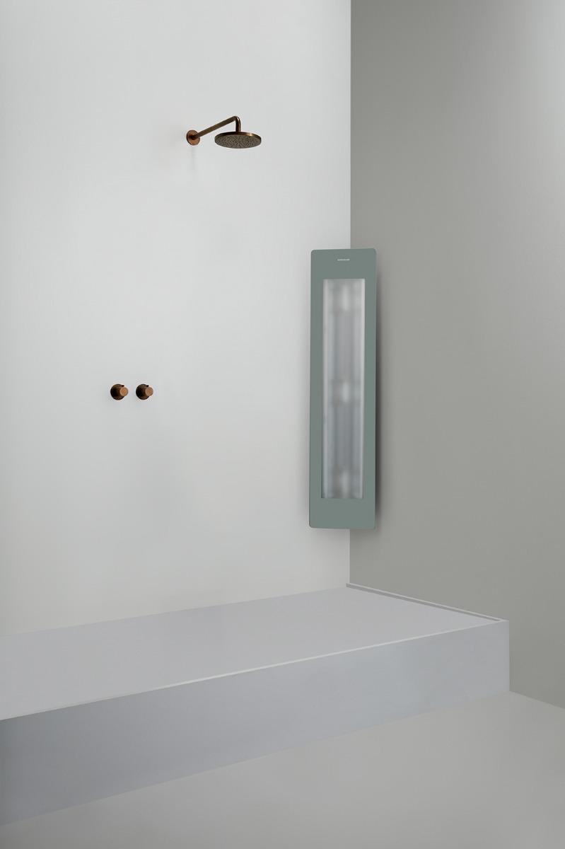 Sunshower Round One Medium Organic Grey infraroodlamp 33x140x10cm hoekopbouw