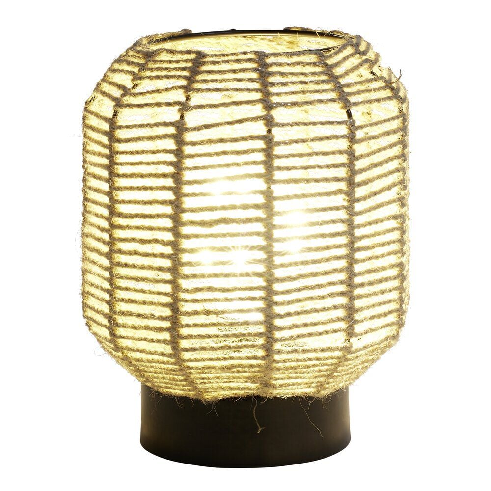 Lampe à poser corde naturel pied rond métal noir Ø15xH19cm