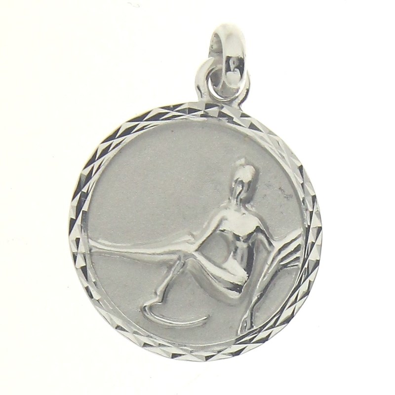Pendentif médaille astrologique zodiaque Vierge en argent + chaine