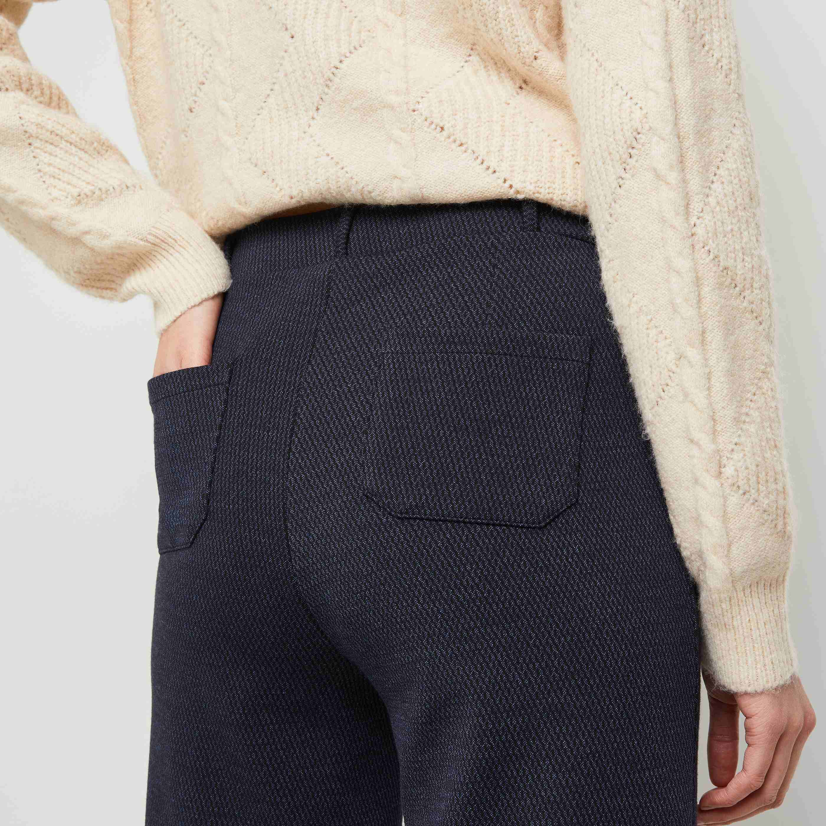 Pantalon en maille large femme - MARINE