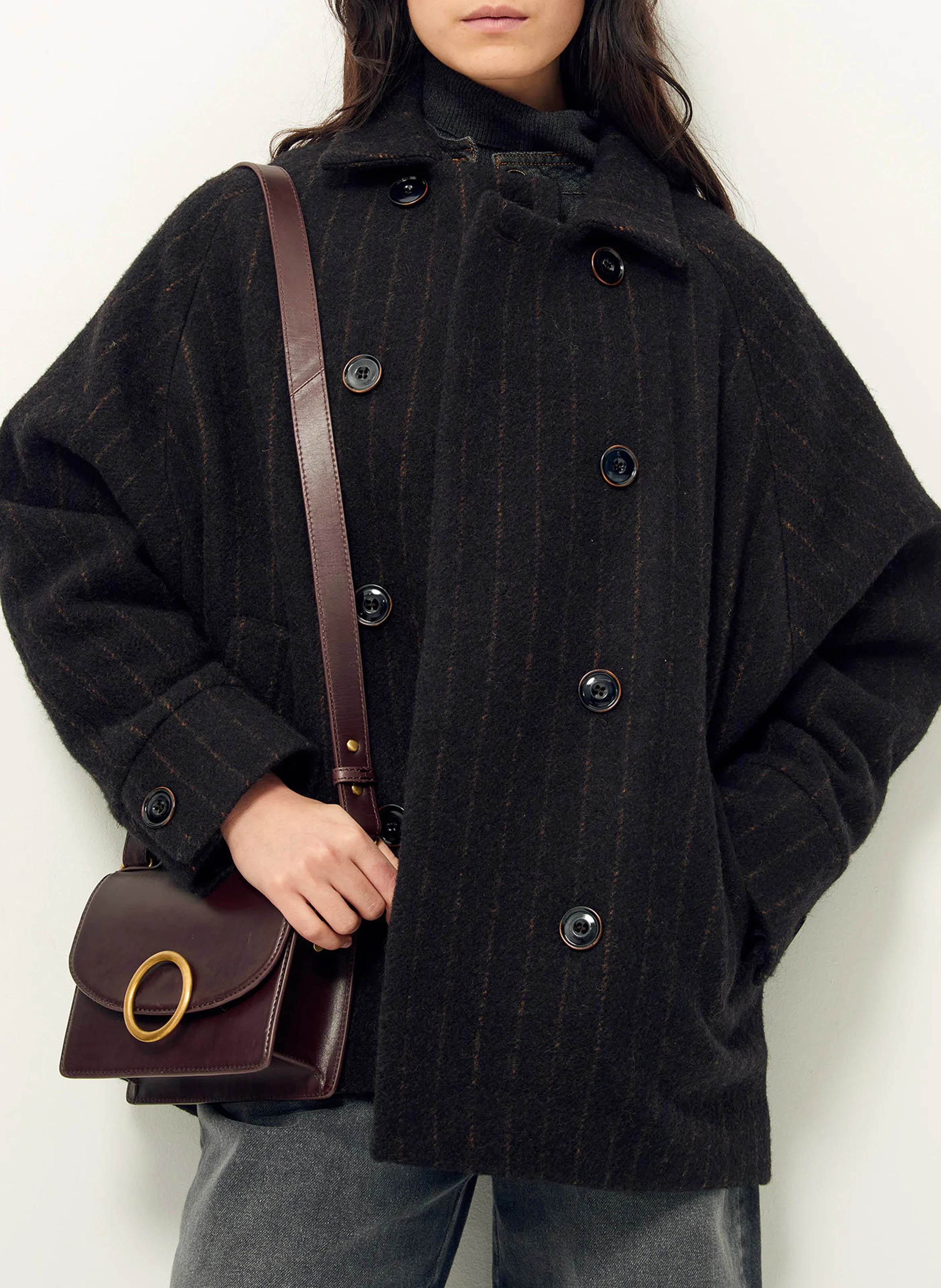 CHEF - Manteau col classique en laine mélangée | Bleu